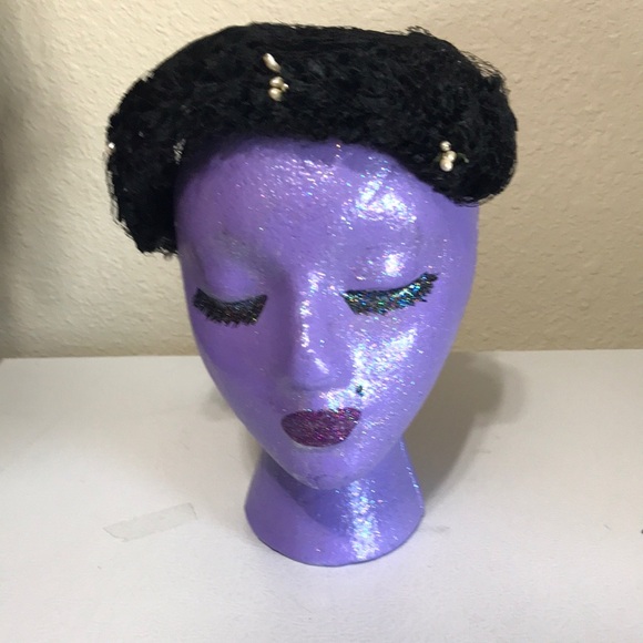 Vintage Women\'s Black Half/ Fascinator Hat. Good Vintage Condition. Really Cute main image 9